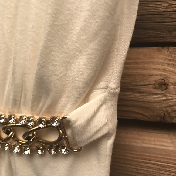 Sky off white V top with reinstones gold Belt M - Picture 5 of 10